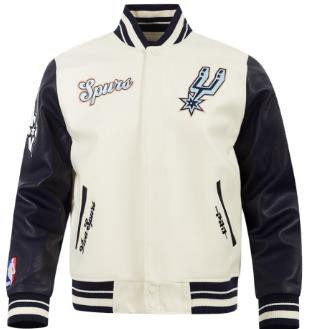 White and Black Versity Jacket OMT00111