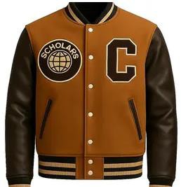 Brown and Black Versity Jacket OMT00112