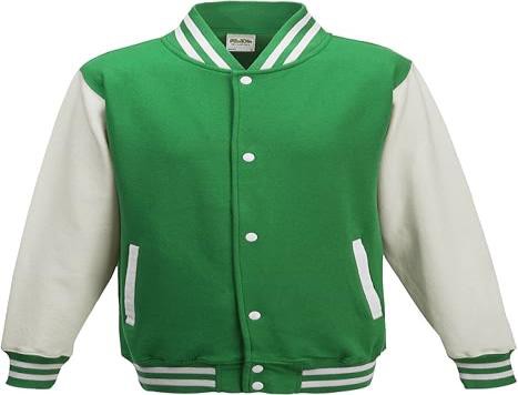 Green and White Versity Jacket OMT00115
