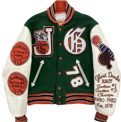 Forest Green and White Versity Jacket OMT00123
