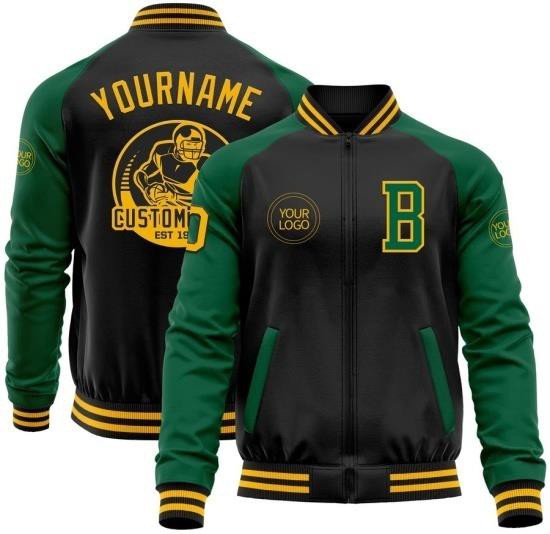 Green and Black Versity Jacket OMT00134