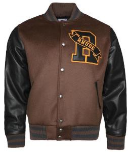 Dark Brown and Black Versity Jacket OMT00128