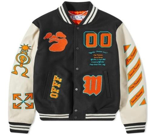 Black and Cream Versity Jacket OMT00130