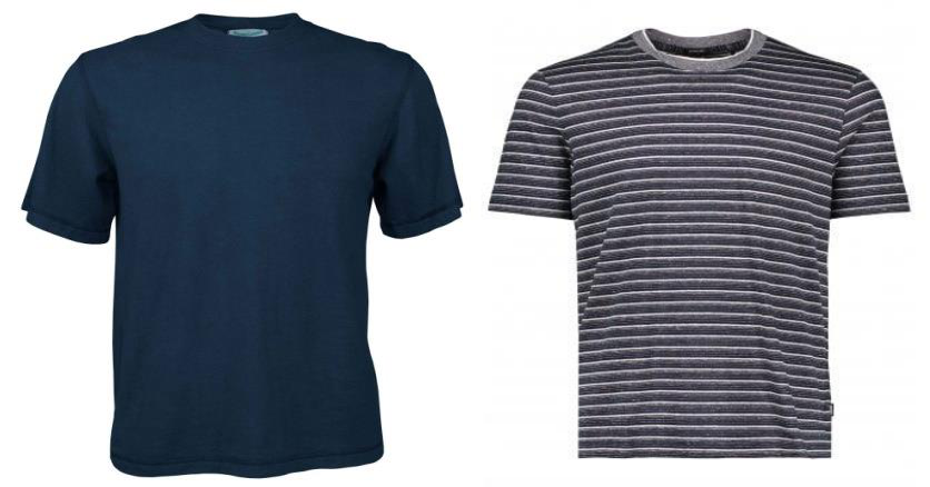 Navy blue and Grey/White Striped T-shirt OMT00146