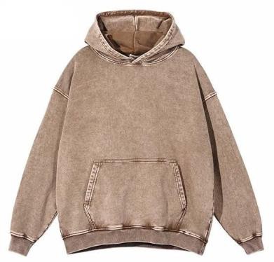 Men Vintage Brown Pullover Hoodie OMT0010