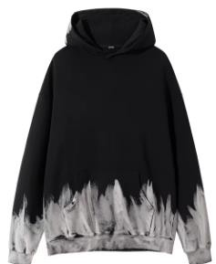 Black Acid Wash Hoodie OMT0043