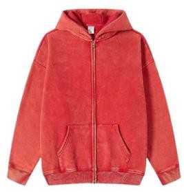 Red Acid Wash Hoodie OMT0049