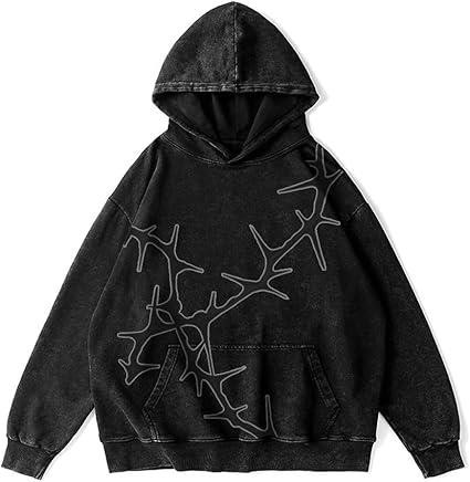 Black Acid Wash Hoodie OMT0052