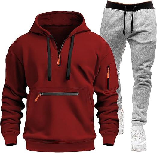 Men Maroon and White Tracksuit OMT0076