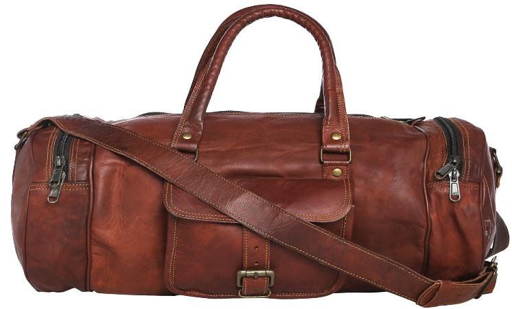 Vintage Brown Leather Duffle Bag