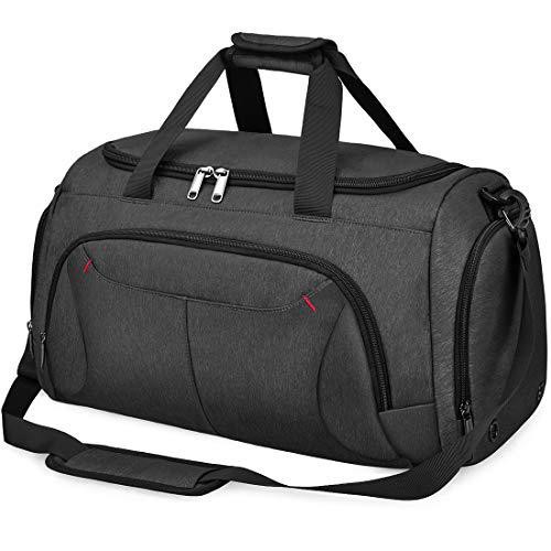 Vintage Gray Leather Duffle Bag