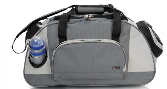 Gray & White Leather Travel Bag
