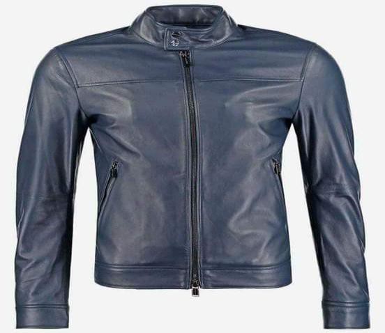 Leather Jacket – Blue  Slim Fit